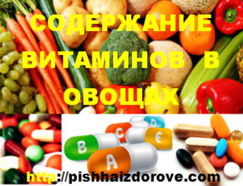 Содержание витаминов в овощах